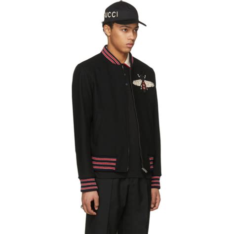 gucci black bee bomber jacket|Gucci bomber japanese geisha.